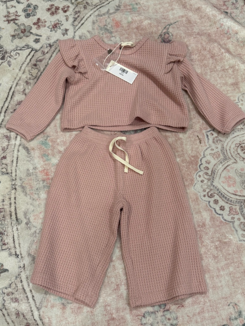 Cozy Waffle Knit Two-Piece Set in Dusty Rose